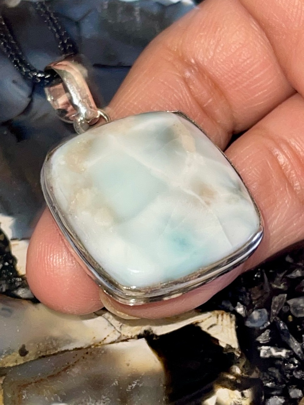 Small Atlantis Caribbean Larimar Pendant 1 1/2”